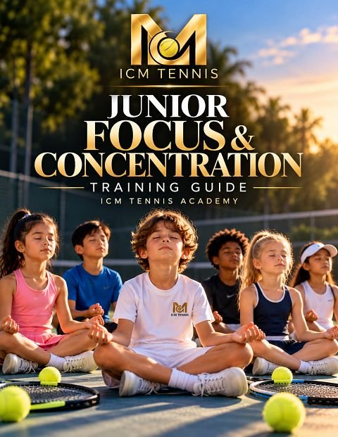 Cover of the ICM Tennis Junior Focus and Concentration Training Guide for ages 6 to 12